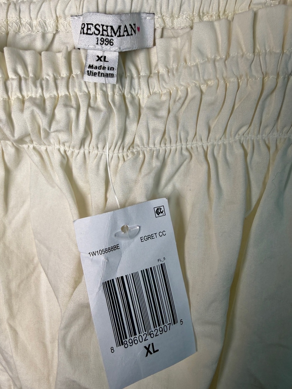 FRESHMAN 1996 Ivory Smocked Crop Top, Ruffle Strap Cottagecore Coastal XL - Picture 5 of 7